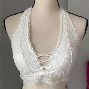 Gilly Hicks Sydney Elegant Lace Halter Bralette - White